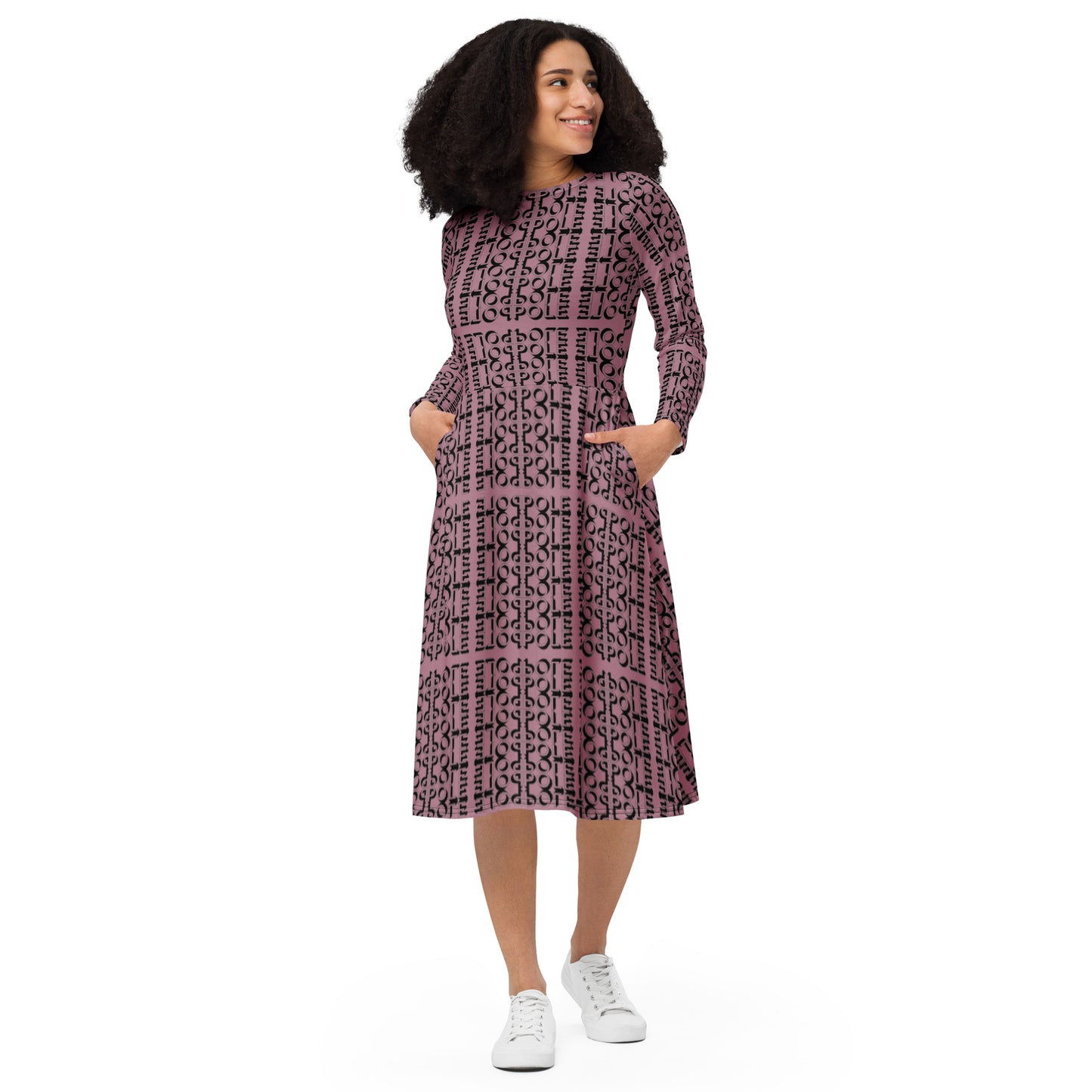 Pole Motif Long Sleeve Dress