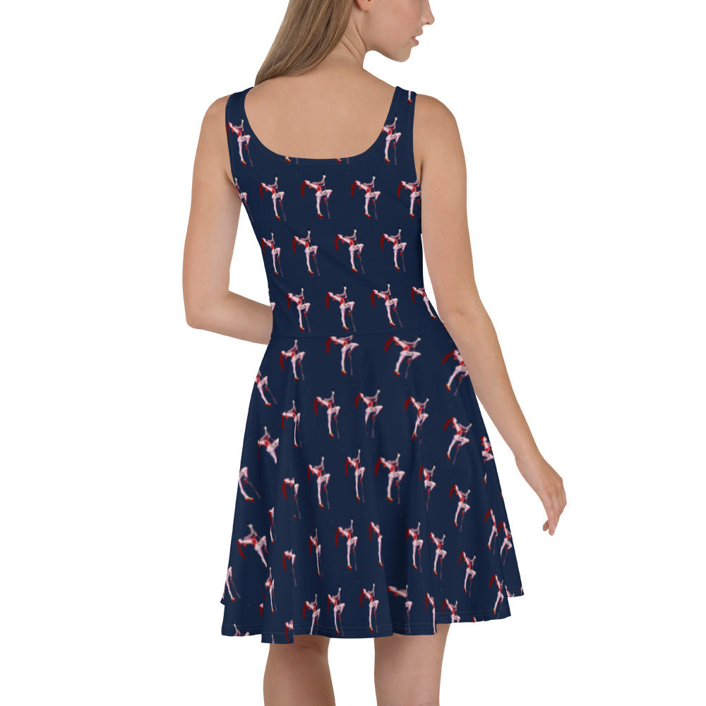 Inked Dancer Skater Dress - Navy