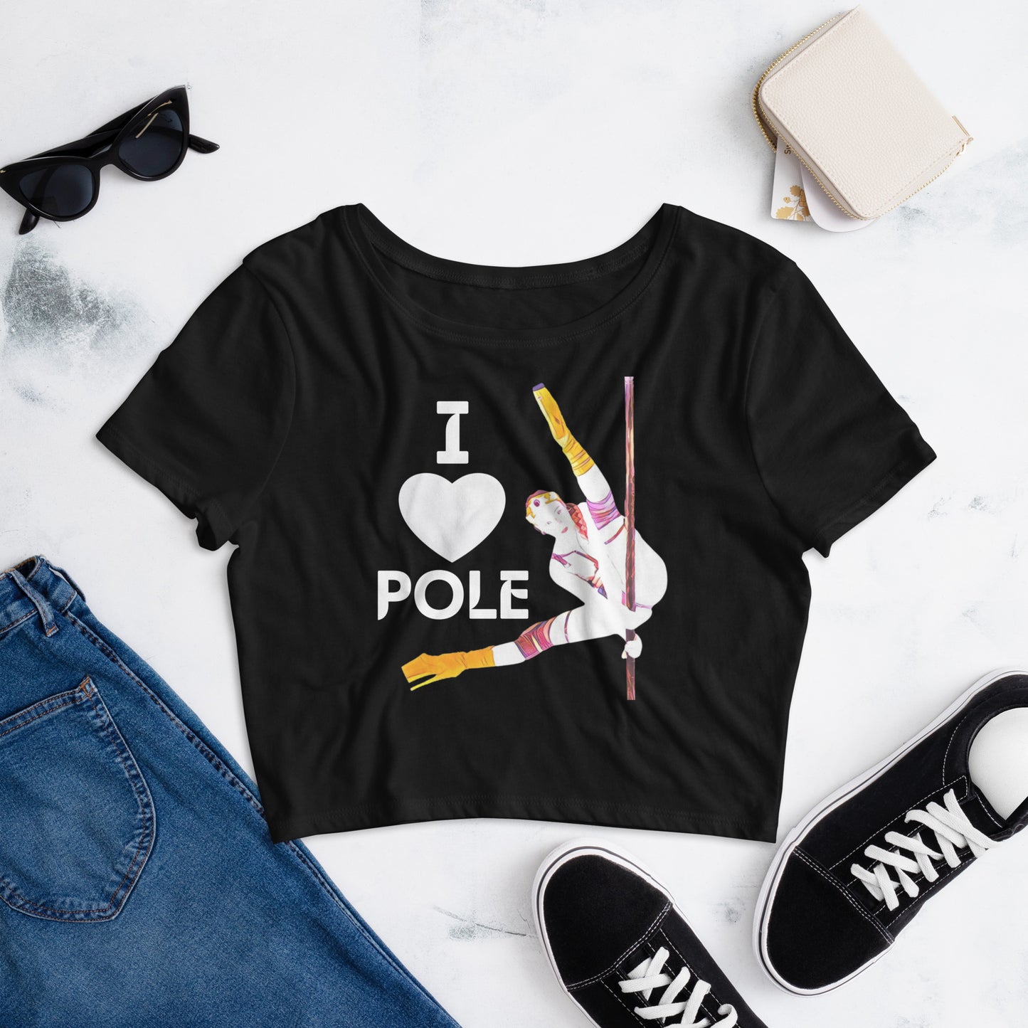 I Heart Pole Crop Tee